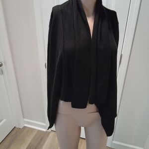 W Size M Black Waterfall Open Front Cardigan